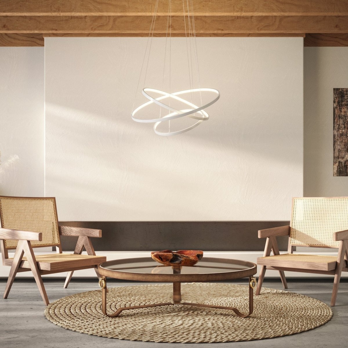 Modern Gold Ring Pendant Light with Sculptural LED Design