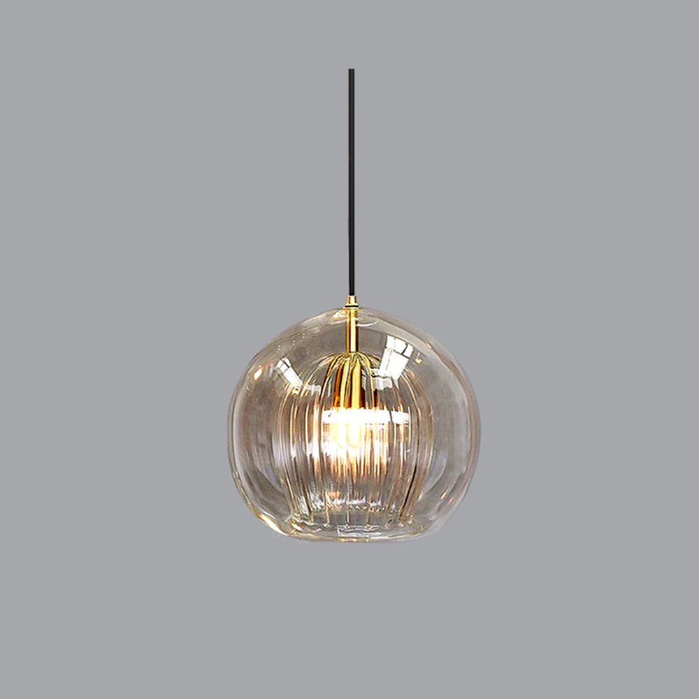 Clear / Amber Glass Globe Pendant Light – Modern Ceiling Fixture