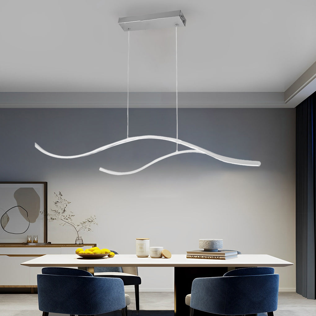Curved LED Pendant Light Wavy LED Metal Ceiling Light