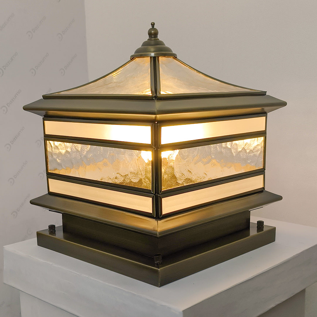 Retro Copper Solar & Hardwired Pillar Light – Outdoor Post Lantern