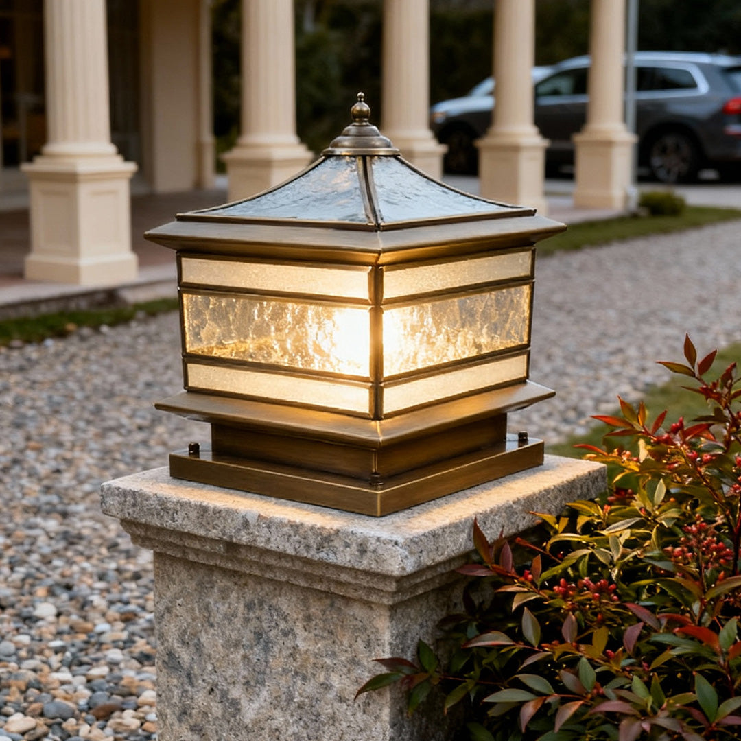 Retro Copper Solar & Hardwired Pillar Light – Outdoor Post Lantern