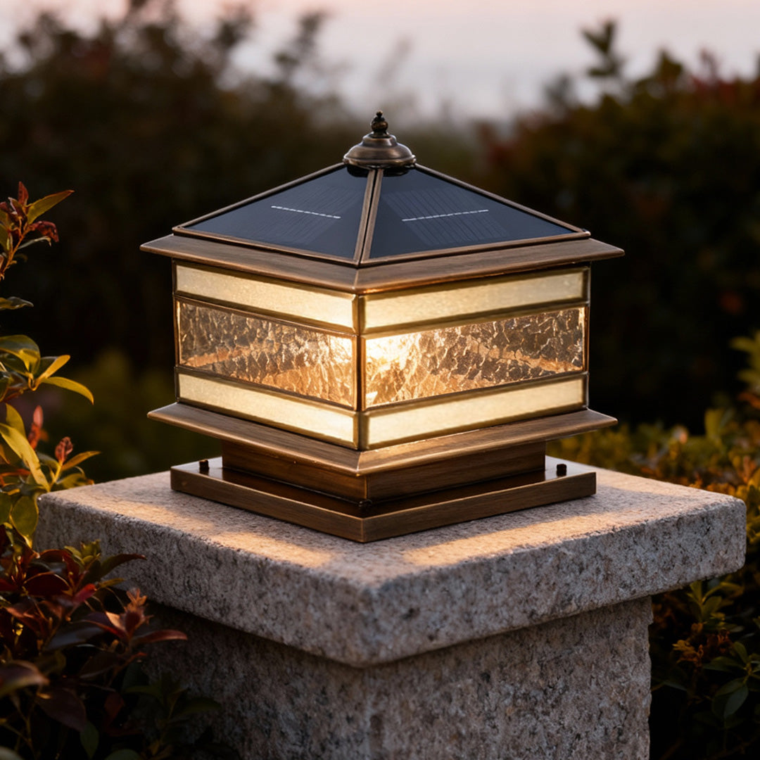 Retro Copper Solar & Hardwired Pillar Light – Outdoor Post Lantern