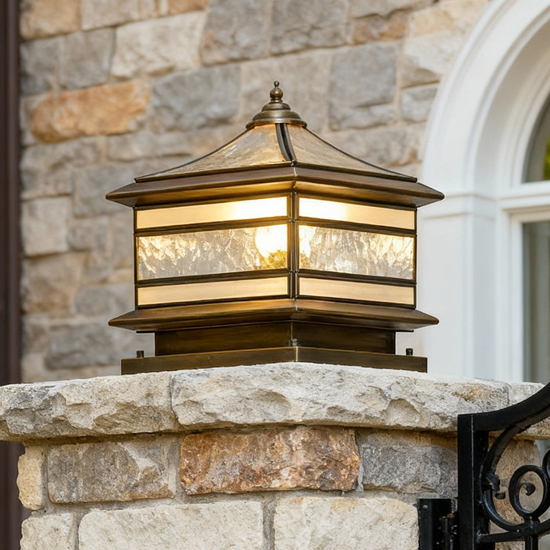 Retro Copper Solar & Hardwired Pillar Light – Outdoor Post Lantern