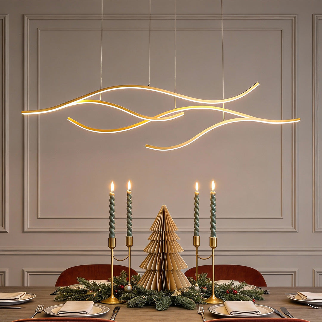 Curved LED Pendant Light Wavy LED Metal Ceiling Light