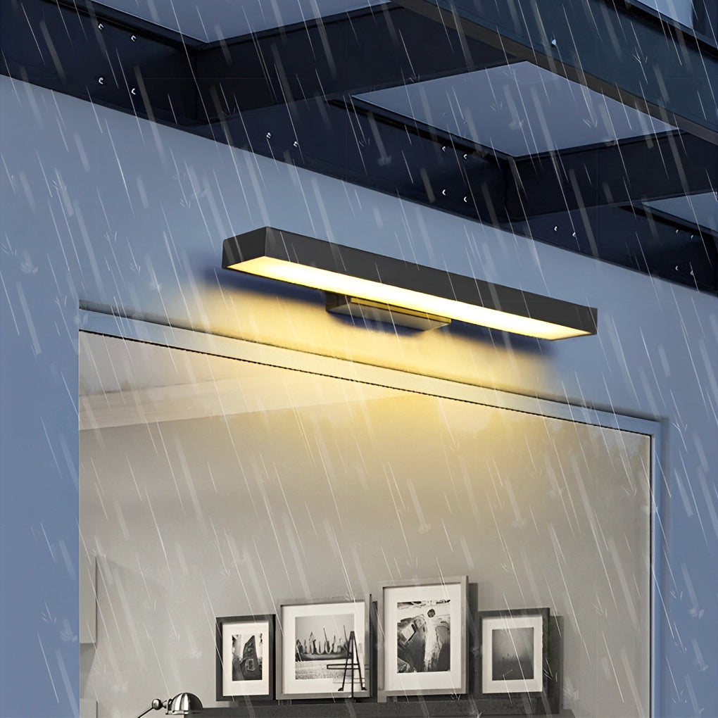 Black Rectangular LED Linear Wall Light for Outdoor Use - Modern Design